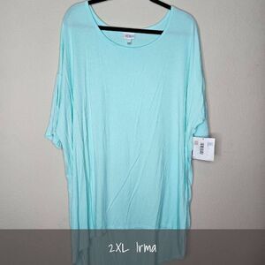 LuLaRoe Irma Tunic 2XL Solid Mint Ribbed NEW